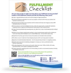 CFS Fulfillment Checklist
