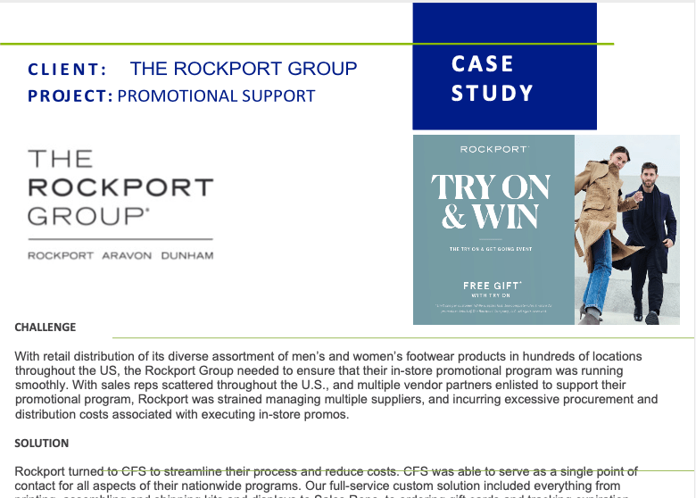 Rockport Group: Promotional Sales Program Management